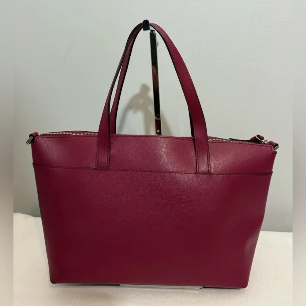 Kate Spade Patrice Satchel Crossbody Bag Deep Red Cranberry Leather - Picture 3 of 16